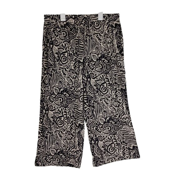 Robert Louis Pants Wide Leg Womens Abstract Print Palazzo Size Xl Black White - Picture 1 of 8